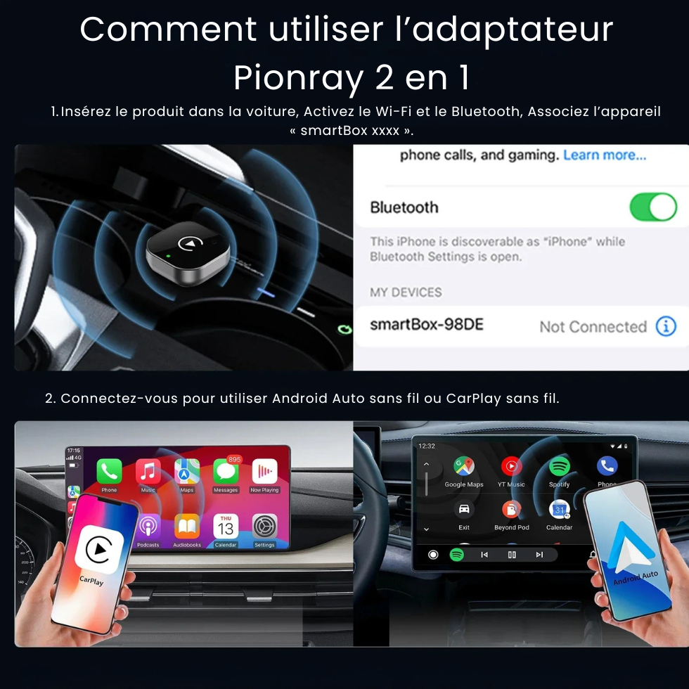 Boîte CarPlay & Android Auto Sans Fil